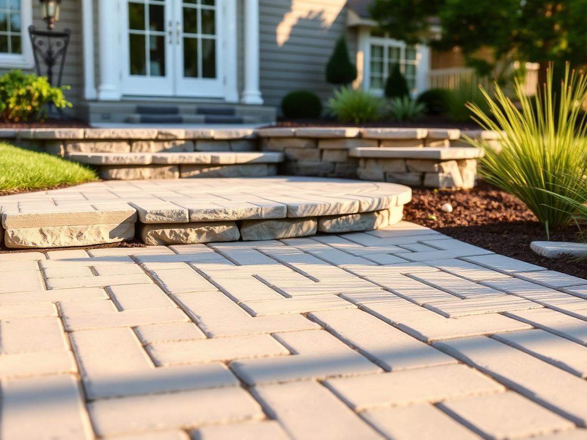 Paver patio and stone steps
